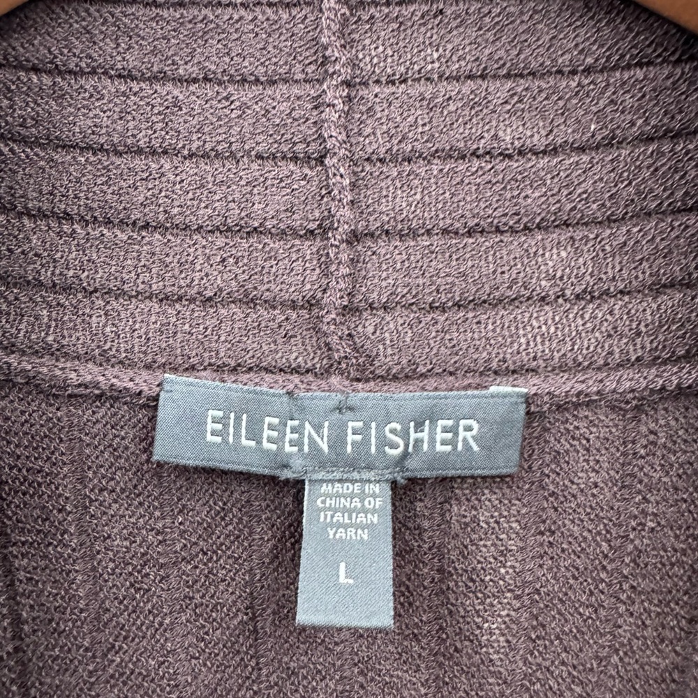 Eileen Fisher Women’s Large Brown Wool Open Front Cardigan Ribbed Lightweight - Picture 9 of 9